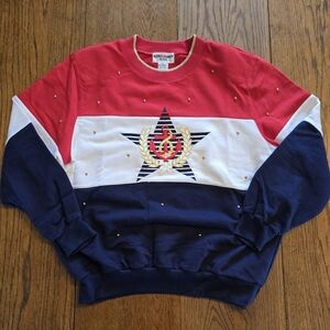 Vintage 90s Alfred Dunner Nautical Anchor Sweatshirt Petite Patriotic Crewneck